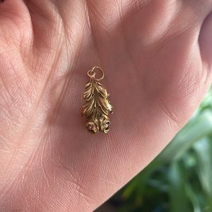 Antique Stick Conversion Feather Pendant - 14k YG